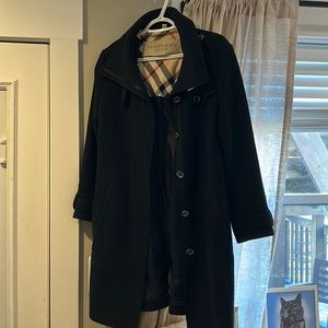 Like-new Burberry Brit black wool trench with belt